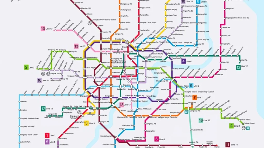 схема метро Шанхая